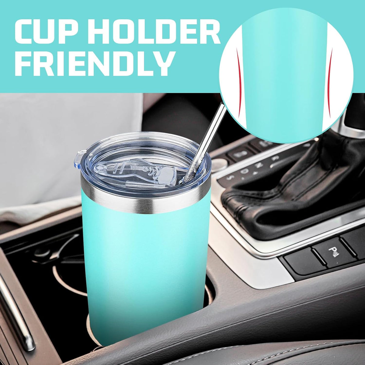 20 oz Tumbler with Lids and Straws, Stainless Steel Insulated Travel Coffee Mug, Double Wall Vacuum Insulated Tumblers, Powder Coated Coffee Tumbler for Cold & Hot Drinks (Light Purple)