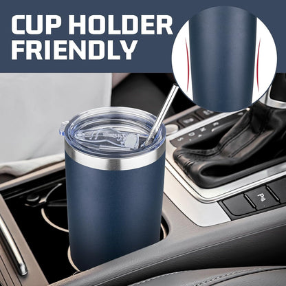 20 oz Tumbler with Lids and Straws, Stainless Steel Insulated Travel Coffee Mug, Double Wall Vacuum Insulated Tumblers, Powder Coated Coffee Tumbler for Cold & Hot Drinks (Light Purple)