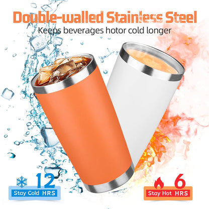 20 oz Tumbler with Lids and Straws, Stainless Steel Insulated Travel Coffee Mug, Double Wall Vacuum Insulated Tumblers, Powder Coated Coffee Tumbler for Cold & Hot Drinks (Light Purple)