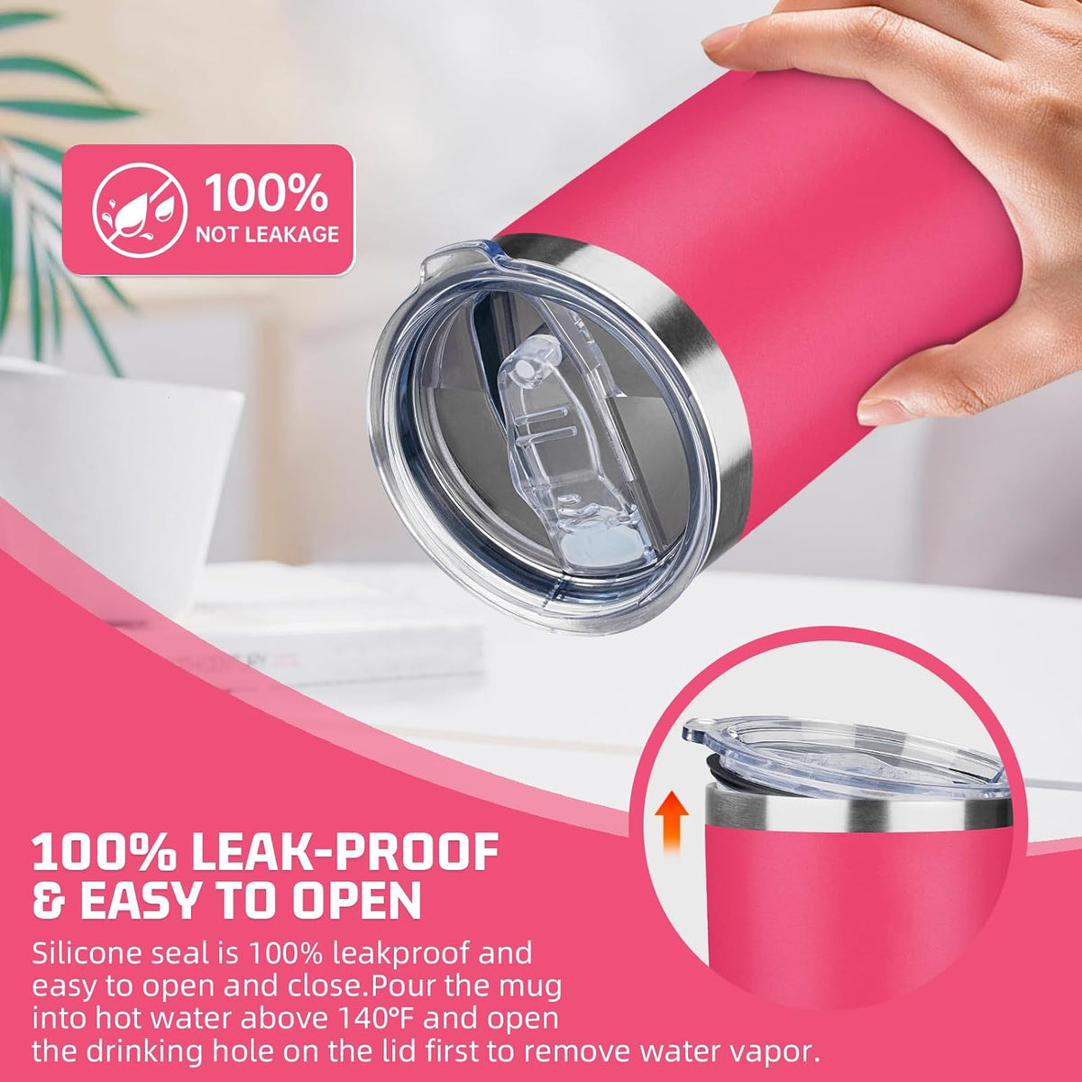 20 oz Tumbler with Lids and Straws, Stainless Steel Insulated Travel Coffee Mug, Double Wall Vacuum Insulated Tumblers, Powder Coated Coffee Tumbler for Cold & Hot Drinks (Light Purple)