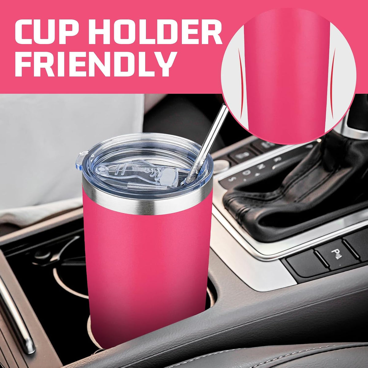 20 oz Tumbler with Lids and Straws, Stainless Steel Insulated Travel Coffee Mug, Double Wall Vacuum Insulated Tumblers, Powder Coated Coffee Tumbler for Cold & Hot Drinks (Light Purple)