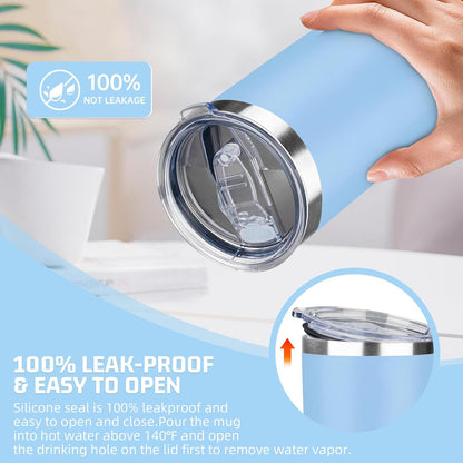 20 oz Tumbler with Lids and Straws, Stainless Steel Insulated Travel Coffee Mug, Double Wall Vacuum Insulated Tumblers, Powder Coated Coffee Tumbler for Cold & Hot Drinks (Light Purple)