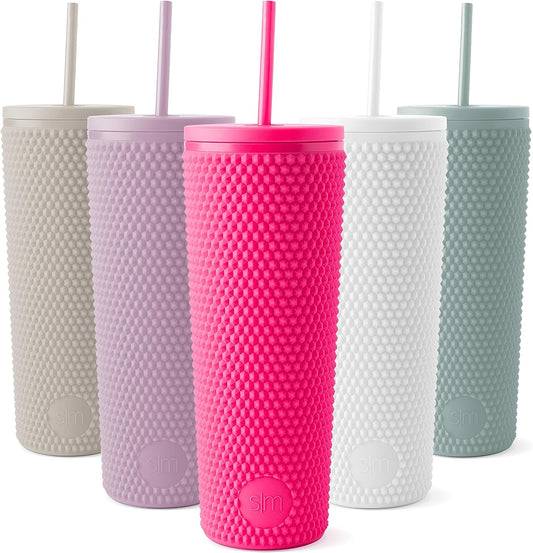 Textured Plastic Tumbler, Straw Lid | 24oz | Pink