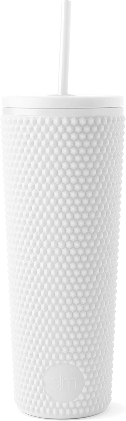 Textured Plastic Tumbler, Straw Lid | 24oz | Pink
