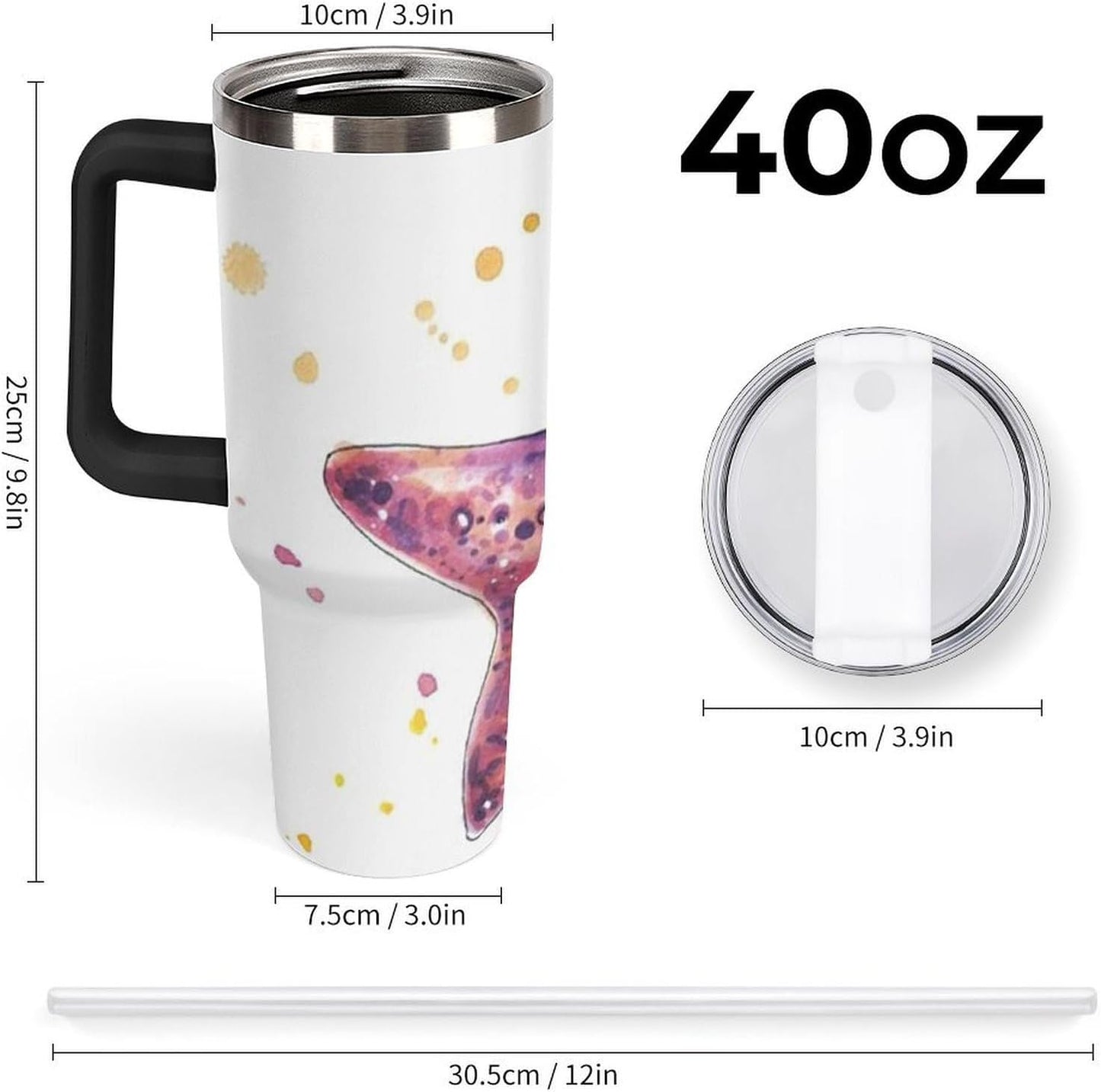 Space Constellation 304 Stainless Steel Double Wall Insulated Tumbler with Leakproof Slide Lid and Straw Large Capacity Travel Mug Black-Space Constellation