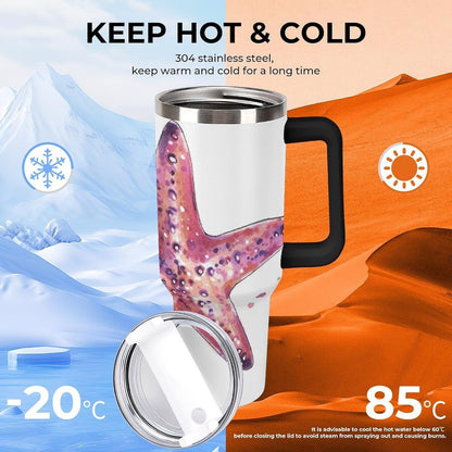 Space Constellation 304 Stainless Steel Double Wall Insulated Tumbler with Leakproof Slide Lid and Straw Large Capacity Travel Mug Black-Space Constellation