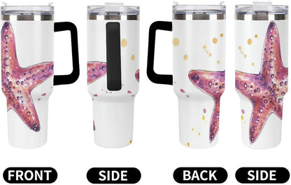 Space Constellation 304 Stainless Steel Double Wall Insulated Tumbler with Leakproof Slide Lid and Straw Large Capacity Travel Mug Black-Space Constellation