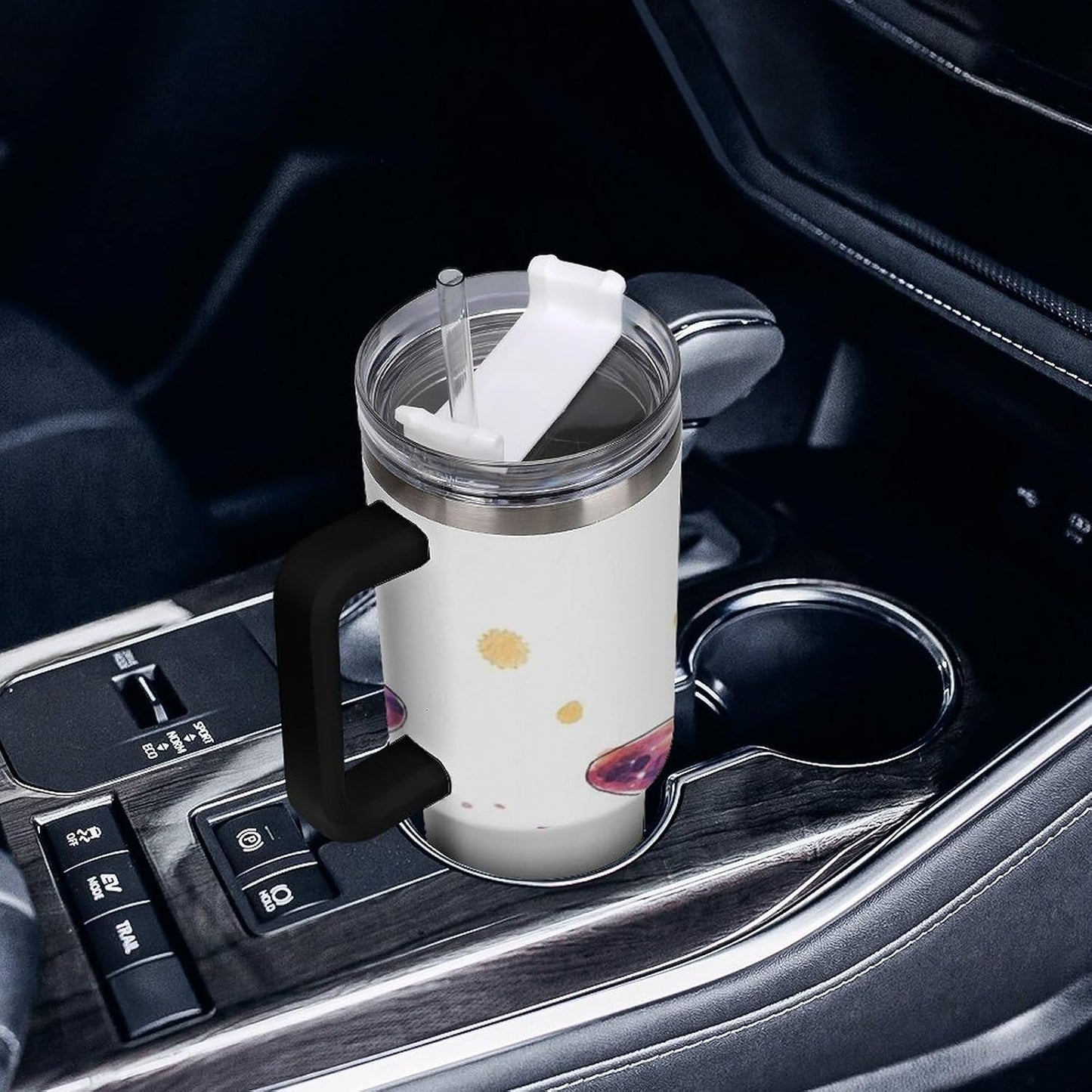 Space Constellation 304 Stainless Steel Double Wall Insulated Tumbler with Leakproof Slide Lid and Straw Large Capacity Travel Mug Black-Space Constellation
