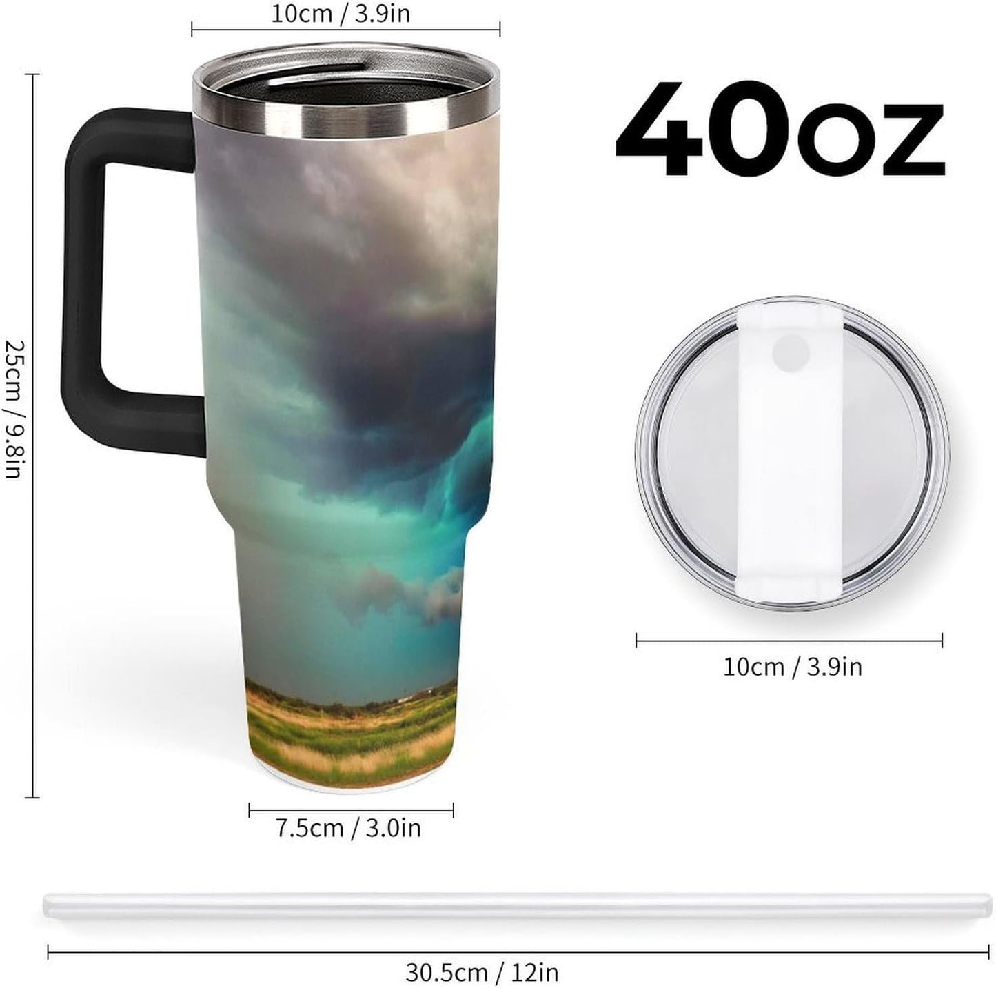 Space Constellation 304 Stainless Steel Double Wall Insulated Tumbler with Leakproof Slide Lid and Straw Large Capacity Travel Mug Black-Space Constellation