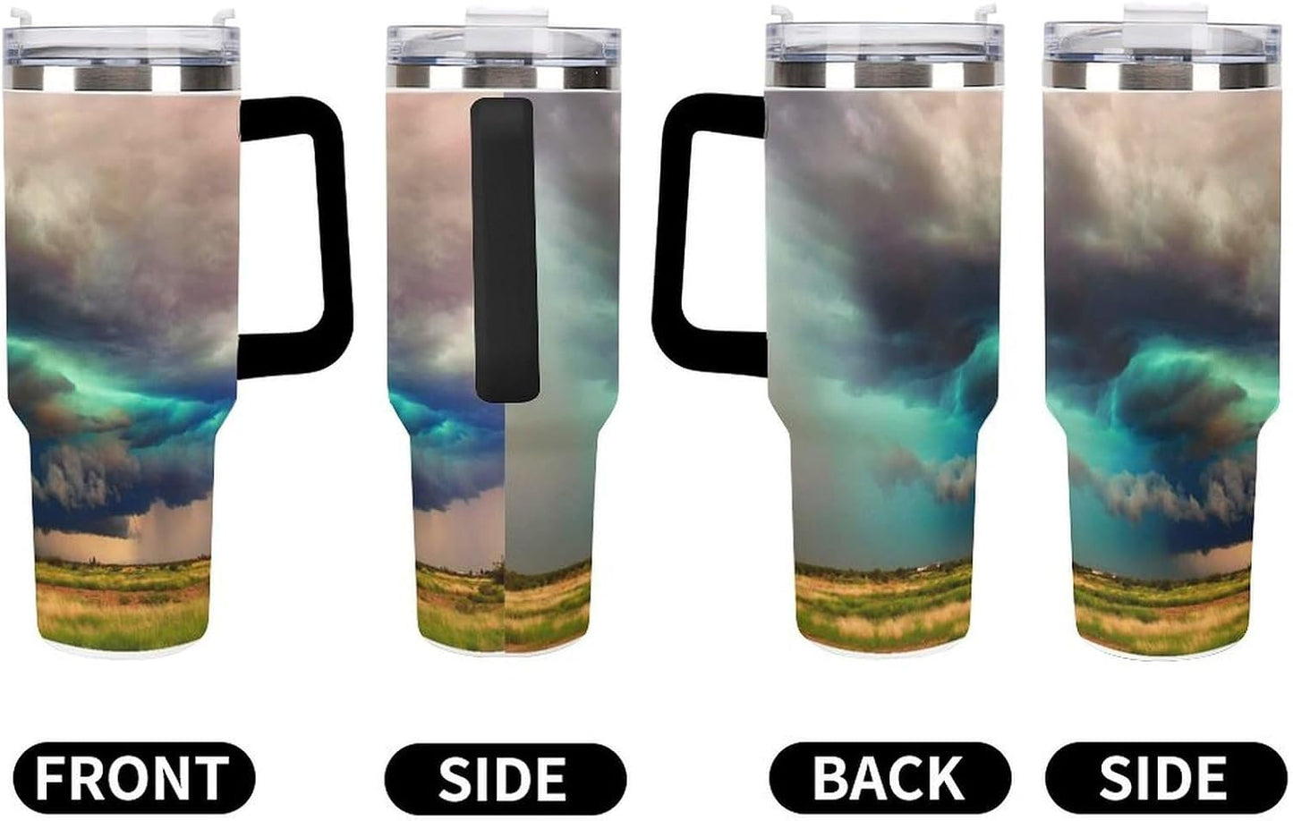 Space Constellation 304 Stainless Steel Double Wall Insulated Tumbler with Leakproof Slide Lid and Straw Large Capacity Travel Mug Black-Space Constellation