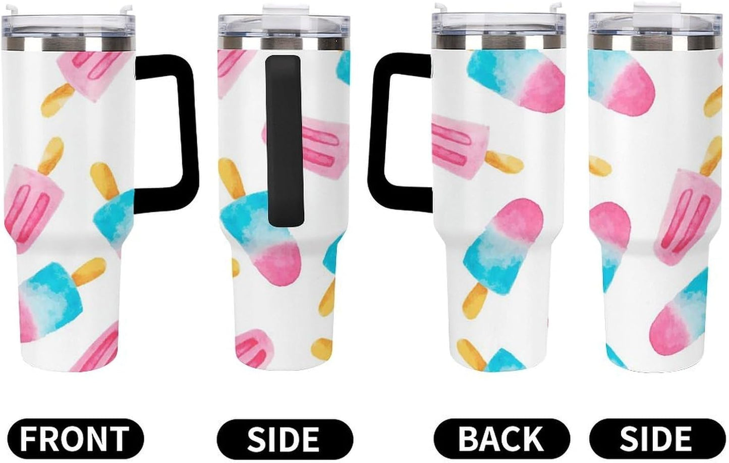 Space Constellation 304 Stainless Steel Double Wall Insulated Tumbler with Leakproof Slide Lid and Straw Large Capacity Travel Mug Black-Space Constellation