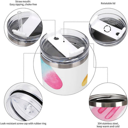 Space Constellation 304 Stainless Steel Double Wall Insulated Tumbler with Leakproof Slide Lid and Straw Large Capacity Travel Mug Black-Space Constellation
