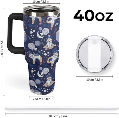 Space Constellation 304 Stainless Steel Double Wall Insulated Tumbler with Leakproof Slide Lid and Straw Large Capacity Travel Mug Black-Space Constellation
