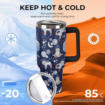 Space Constellation 304 Stainless Steel Double Wall Insulated Tumbler with Leakproof Slide Lid and Straw Large Capacity Travel Mug Black-Space Constellation