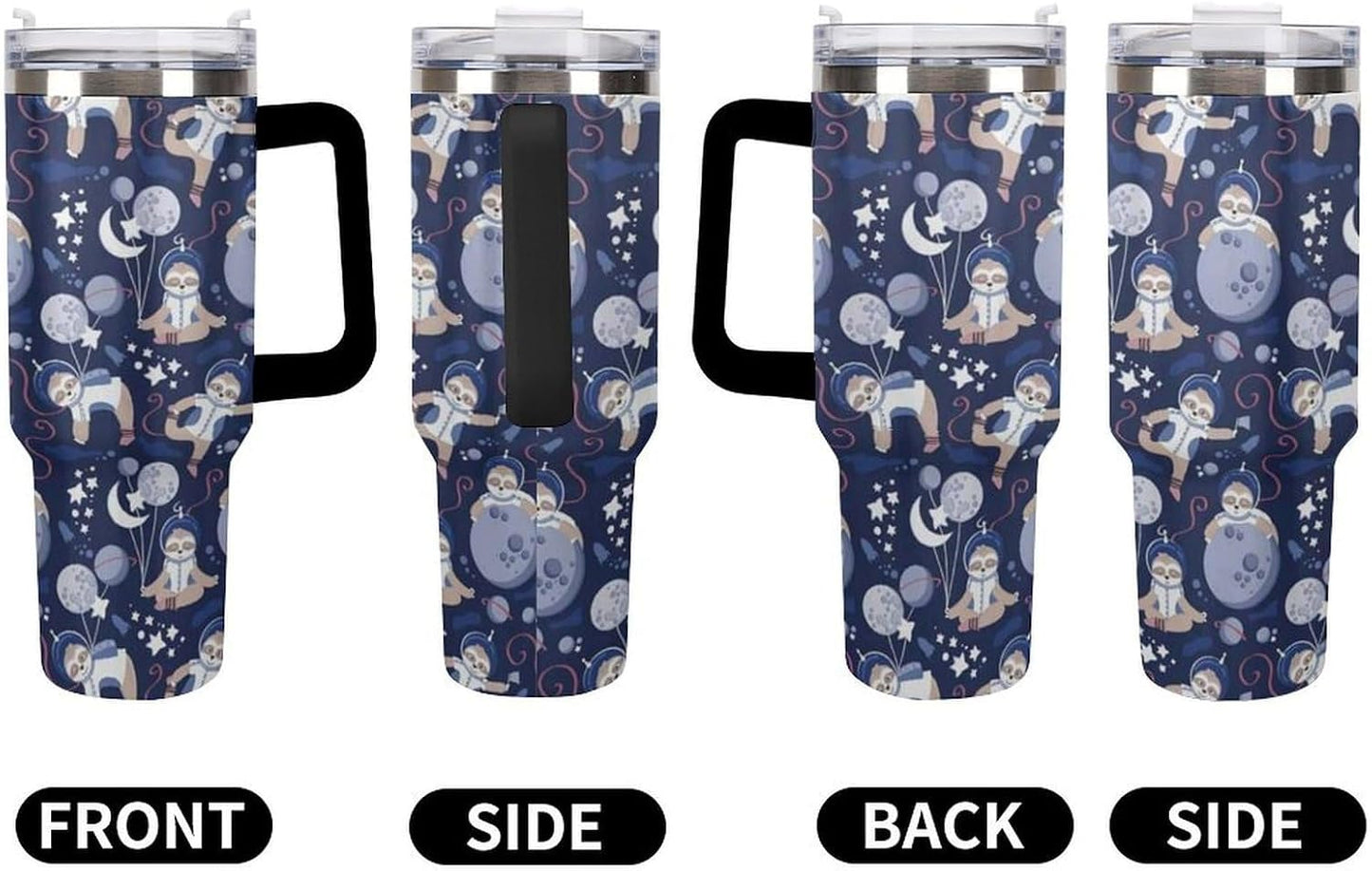 Space Constellation 304 Stainless Steel Double Wall Insulated Tumbler with Leakproof Slide Lid and Straw Large Capacity Travel Mug Black-Space Constellation