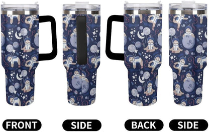 Space Constellation 304 Stainless Steel Double Wall Insulated Tumbler with Leakproof Slide Lid and Straw Large Capacity Travel Mug Black-Space Constellation