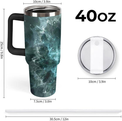 Space Constellation 304 Stainless Steel Double Wall Insulated Tumbler with Leakproof Slide Lid and Straw Large Capacity Travel Mug Black-Space Constellation