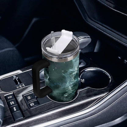 Space Constellation 304 Stainless Steel Double Wall Insulated Tumbler with Leakproof Slide Lid and Straw Large Capacity Travel Mug Black-Space Constellation