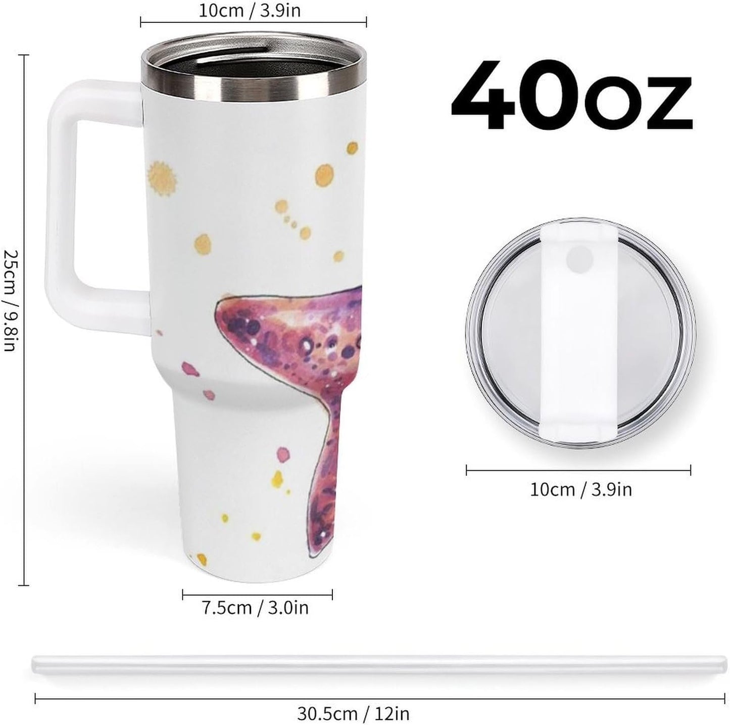 Space Constellation 304 Stainless Steel Double Wall Insulated Tumbler with Leakproof Slide Lid and Straw Large Capacity Travel Mug Black-Space Constellation