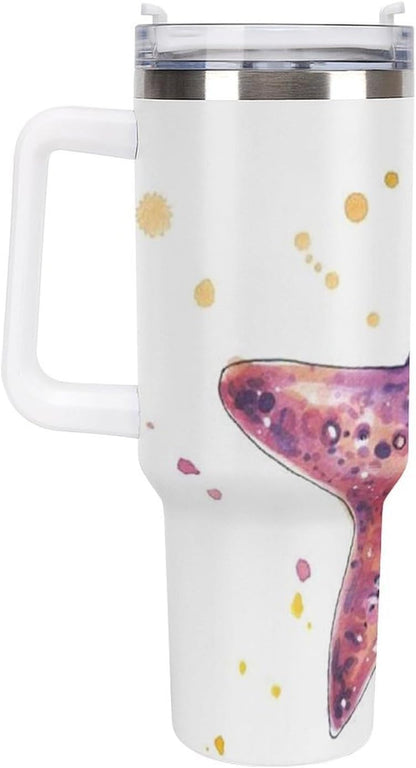 Space Constellation 304 Stainless Steel Double Wall Insulated Tumbler with Leakproof Slide Lid and Straw Large Capacity Travel Mug Black-Space Constellation