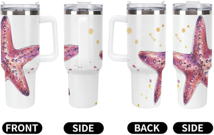 Space Constellation 304 Stainless Steel Double Wall Insulated Tumbler with Leakproof Slide Lid and Straw Large Capacity Travel Mug Black-Space Constellation
