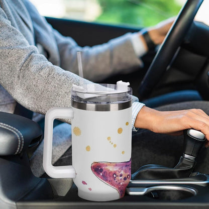 Space Constellation 304 Stainless Steel Double Wall Insulated Tumbler with Leakproof Slide Lid and Straw Large Capacity Travel Mug Black-Space Constellation