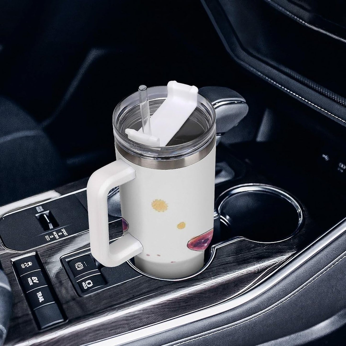 Space Constellation 304 Stainless Steel Double Wall Insulated Tumbler with Leakproof Slide Lid and Straw Large Capacity Travel Mug Black-Space Constellation
