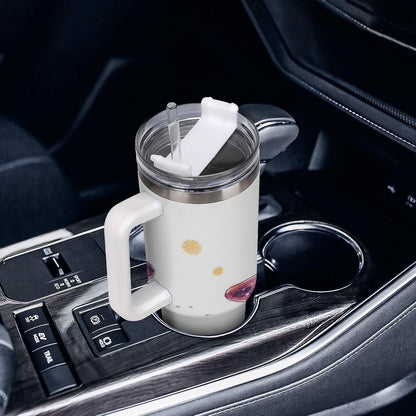 Space Constellation 304 Stainless Steel Double Wall Insulated Tumbler with Leakproof Slide Lid and Straw Large Capacity Travel Mug Black-Space Constellation