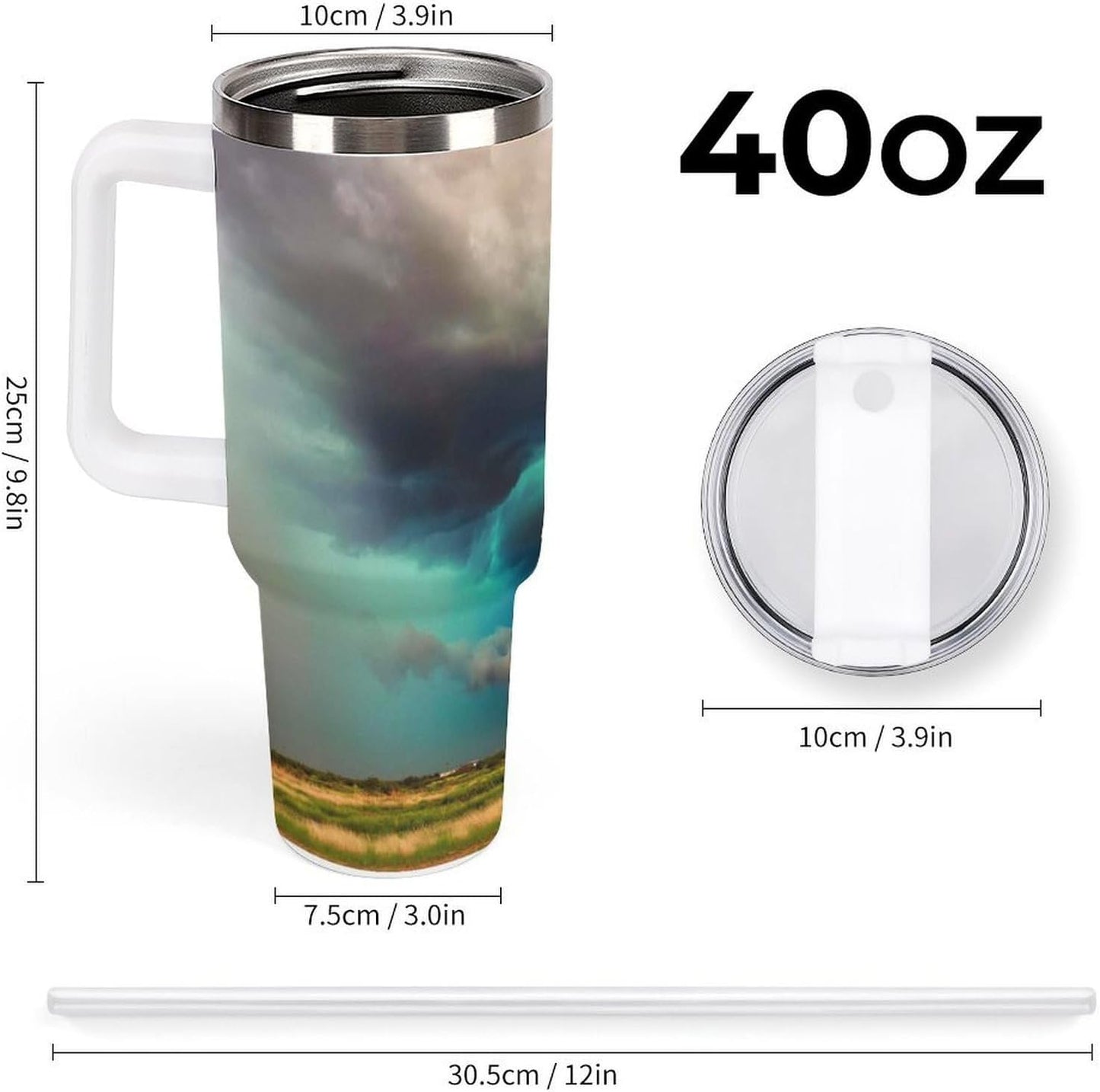 Space Constellation 304 Stainless Steel Double Wall Insulated Tumbler with Leakproof Slide Lid and Straw Large Capacity Travel Mug Black-Space Constellation