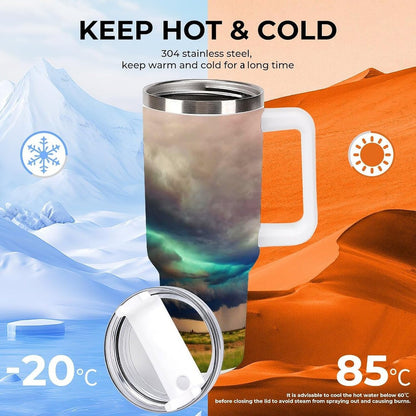 Space Constellation 304 Stainless Steel Double Wall Insulated Tumbler with Leakproof Slide Lid and Straw Large Capacity Travel Mug Black-Space Constellation
