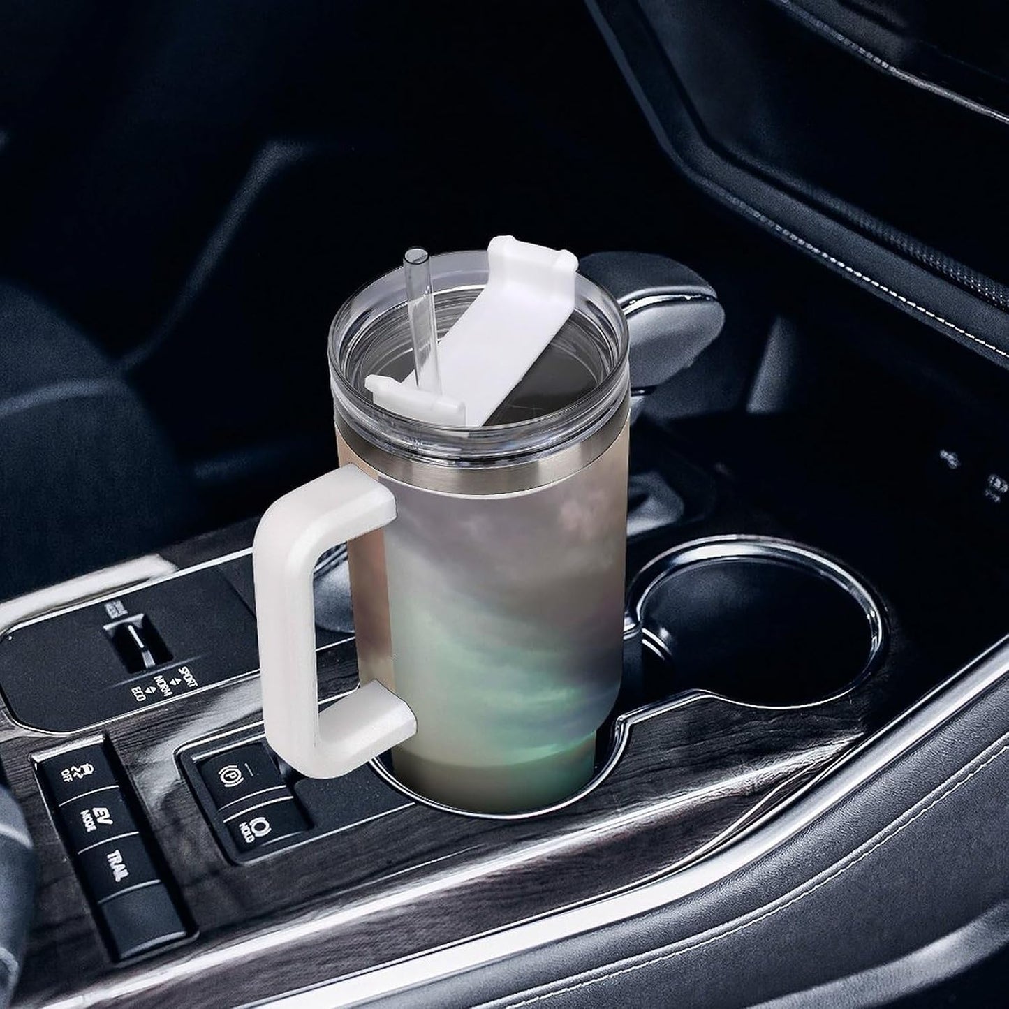 Space Constellation 304 Stainless Steel Double Wall Insulated Tumbler with Leakproof Slide Lid and Straw Large Capacity Travel Mug Black-Space Constellation