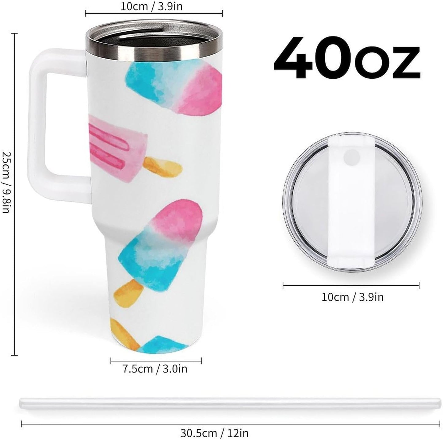 Space Constellation 304 Stainless Steel Double Wall Insulated Tumbler with Leakproof Slide Lid and Straw Large Capacity Travel Mug Black-Space Constellation