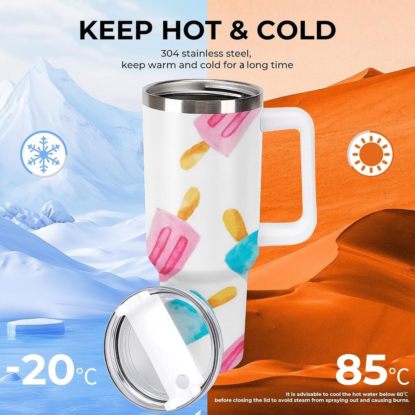 Space Constellation 304 Stainless Steel Double Wall Insulated Tumbler with Leakproof Slide Lid and Straw Large Capacity Travel Mug Black-Space Constellation