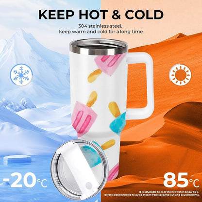 Space Constellation 304 Stainless Steel Double Wall Insulated Tumbler with Leakproof Slide Lid and Straw Large Capacity Travel Mug Black-Space Constellation