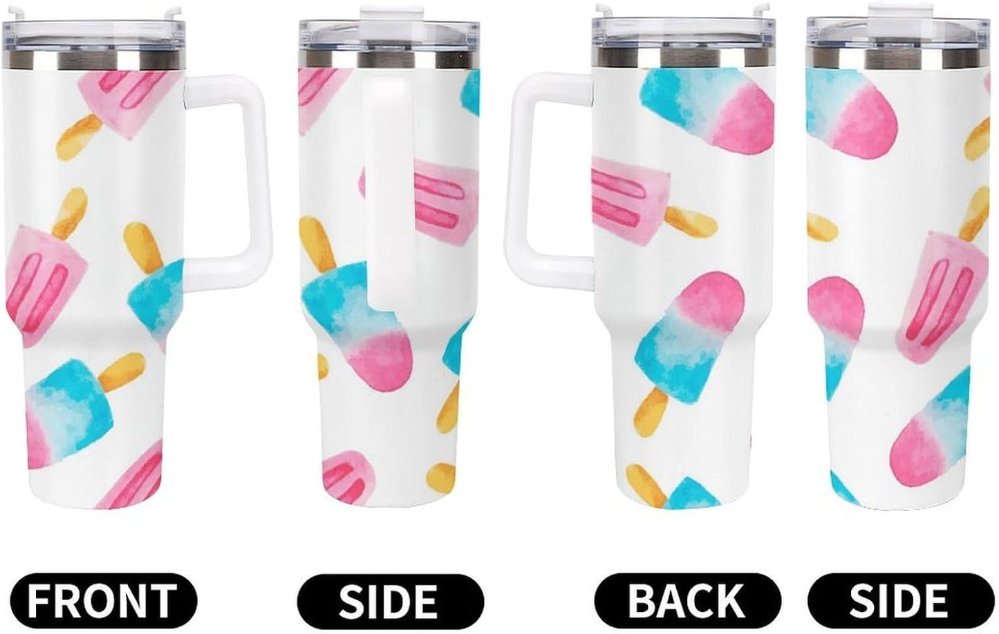 Space Constellation 304 Stainless Steel Double Wall Insulated Tumbler with Leakproof Slide Lid and Straw Large Capacity Travel Mug Black-Space Constellation