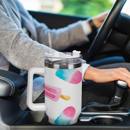 Space Constellation 304 Stainless Steel Double Wall Insulated Tumbler with Leakproof Slide Lid and Straw Large Capacity Travel Mug Black-Space Constellation