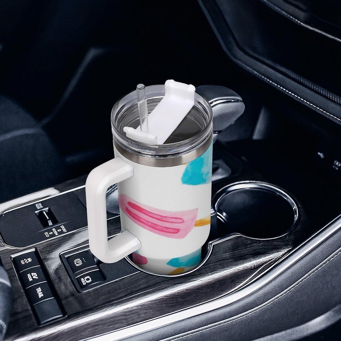 Space Constellation 304 Stainless Steel Double Wall Insulated Tumbler with Leakproof Slide Lid and Straw Large Capacity Travel Mug Black-Space Constellation
