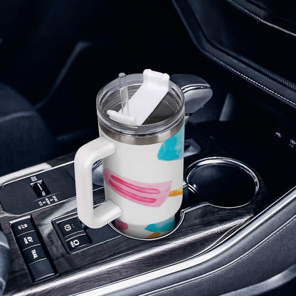 Space Constellation 304 Stainless Steel Double Wall Insulated Tumbler with Leakproof Slide Lid and Straw Large Capacity Travel Mug Black-Space Constellation