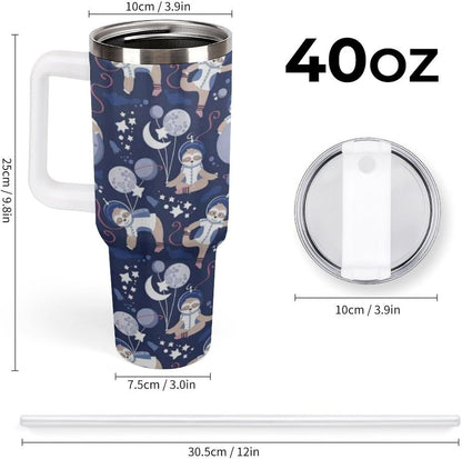 Space Constellation 304 Stainless Steel Double Wall Insulated Tumbler with Leakproof Slide Lid and Straw Large Capacity Travel Mug Black-Space Constellation