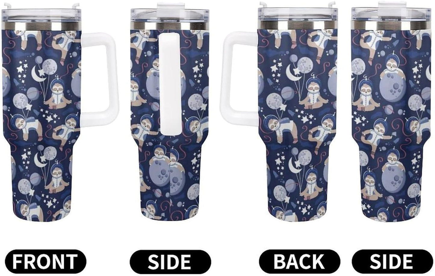 Space Constellation 304 Stainless Steel Double Wall Insulated Tumbler with Leakproof Slide Lid and Straw Large Capacity Travel Mug Black-Space Constellation