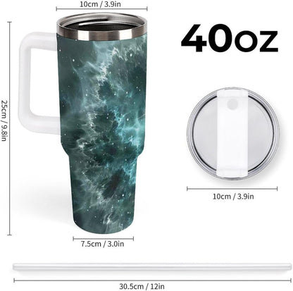Space Constellation 304 Stainless Steel Double Wall Insulated Tumbler with Leakproof Slide Lid and Straw Large Capacity Travel Mug Black-Space Constellation