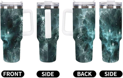 Space Constellation 304 Stainless Steel Double Wall Insulated Tumbler with Leakproof Slide Lid and Straw Large Capacity Travel Mug Black-Space Constellation