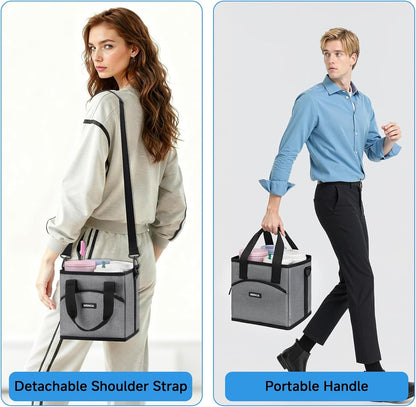 Reusable Insulated 4-Cup Drink Carrier with Handle, Blue | Collapsible beverage bag, no-spill base, adjustable dividers & shoulder strap, portable caddy for delivery, car and travel