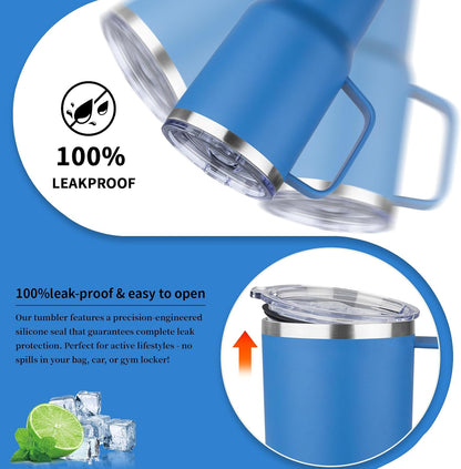 20oz Insulated Tumbler with Handle Stainless Steel Travel Coffee Mug with Lid and Straw Double Wall Vacuum Leak-proof Reusable Thermal Water Cup for Hot and Cold Drinks (Purple)