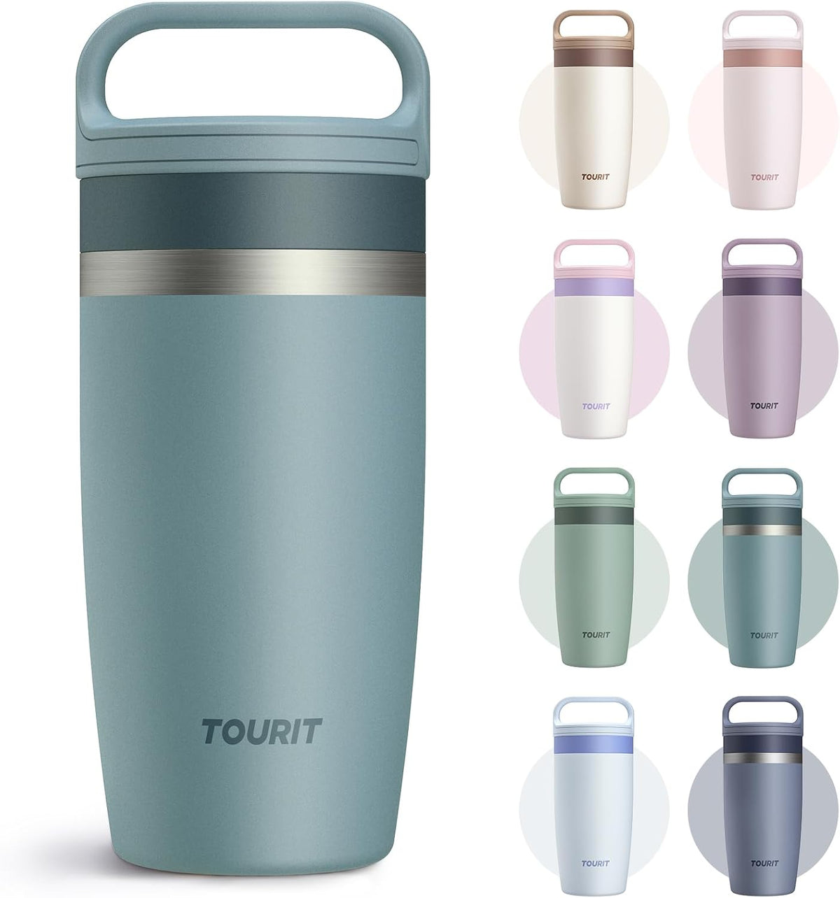 Travel Coffee Mug 16 oz,Leakproof 2-Part Lid Tumbler,Dark Green
