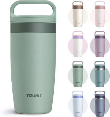 Travel Coffee Mug 16 oz,Leakproof 2-Part Lid Tumbler,Dark Green
