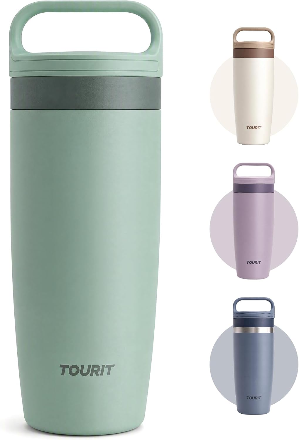 Travel Coffee Mug 16 oz,Leakproof 2-Part Lid Tumbler,Dark Green