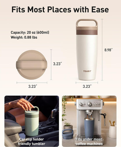 Travel Coffee Mug 16 oz,Leakproof 2-Part Lid Tumbler,Dark Green