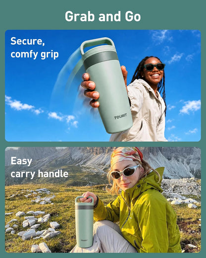 Travel Coffee Mug 16 oz,Leakproof 2-Part Lid Tumbler,Dark Green