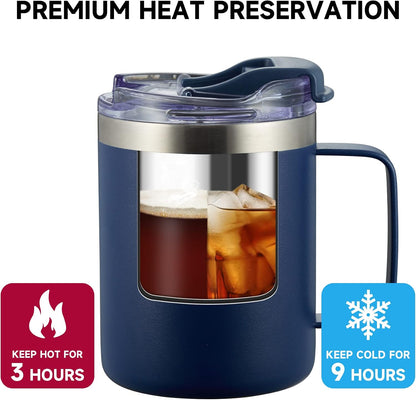 12oz Insulated Travel Coffee Mug with Handle, Navy